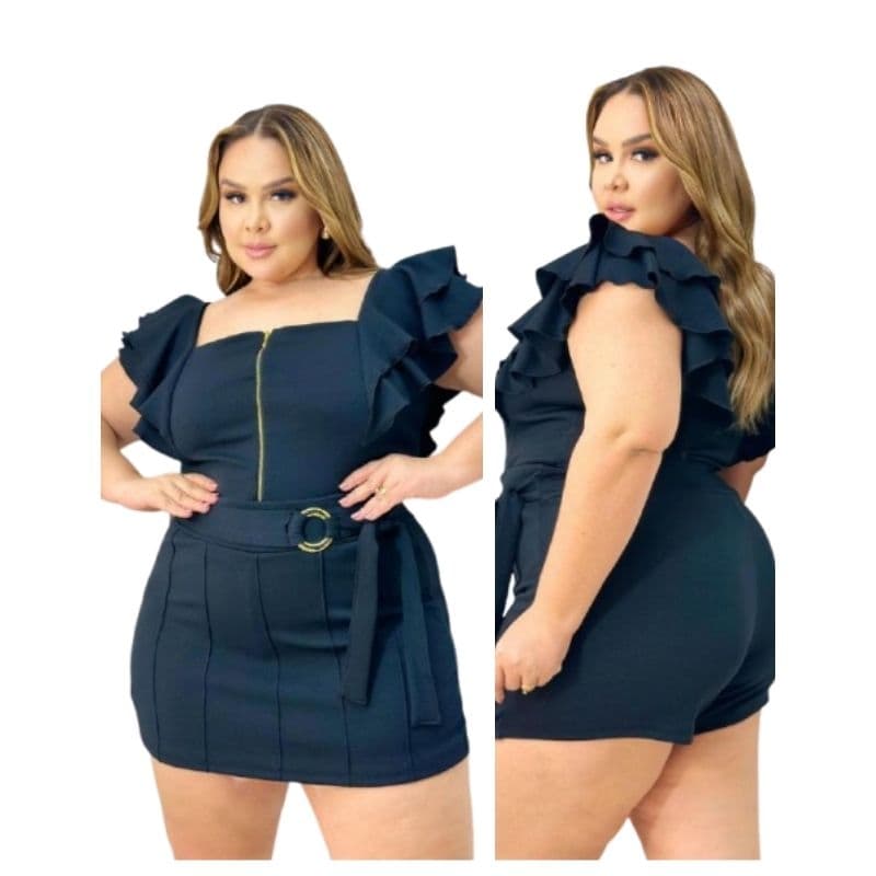 Conjunto Feminino Short Saia Blusa Moda Plus Size Laycra