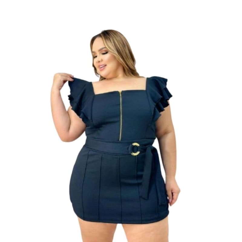 Conjunto Plus Size Ciganinha Short Saia e Blusa Feminino Moda Verão Fashion