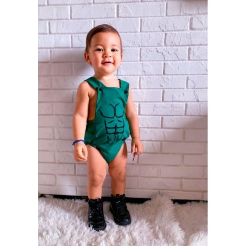 Romper Masculino Jardineira Hulk