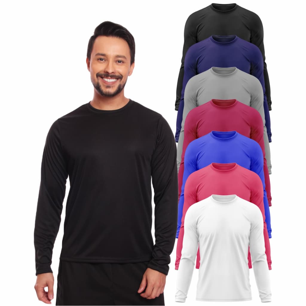 Kit 7 Camisetas Masculina Manga Longa Dry Fit Básica
