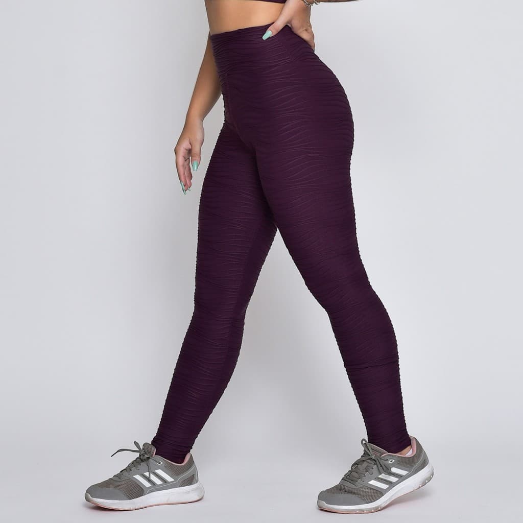 Calça Legging Fitness Feminina High Relief Roxo Legging Academia Treinos FD Modas