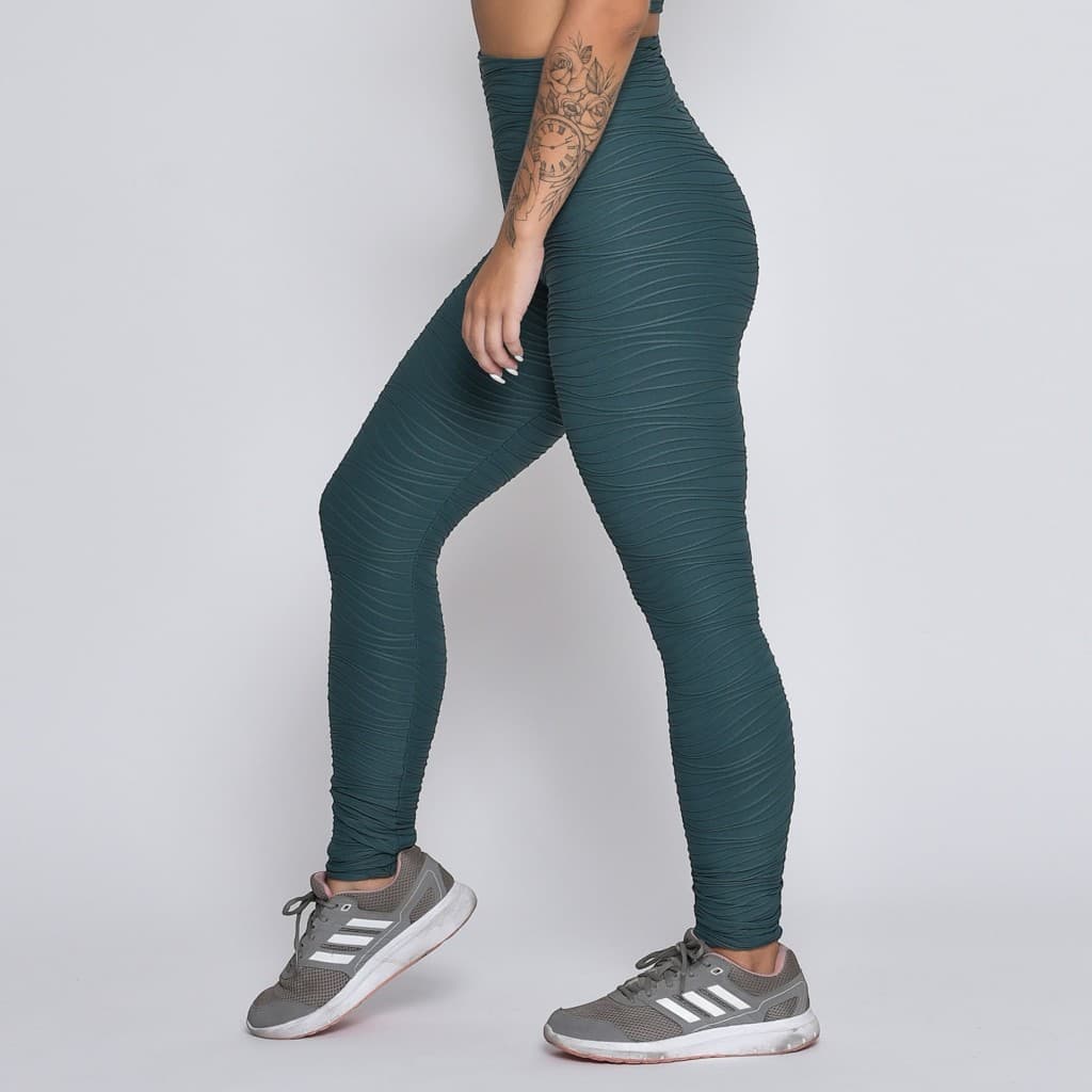 Calça Legging Feminina Fitness High Relief Verde Legging Academia Treinos FD Modas