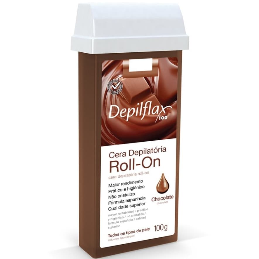 Cera Depilatória Refil Roll On Chocolate Braço Pernas Costas Peito Abdômen Alta Aderência 100g