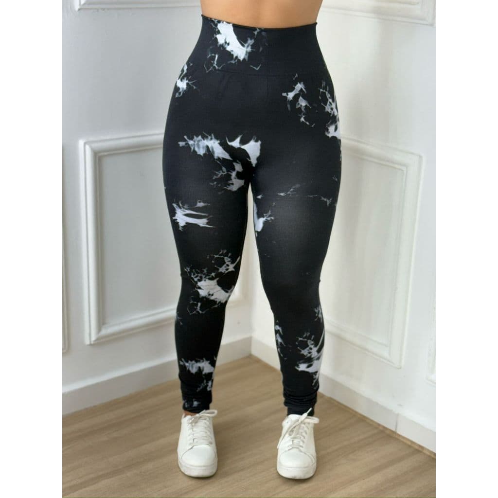 Calça Legging Tie Dye Esportiva Academia Levanta Empina Bumbum Sem Costura