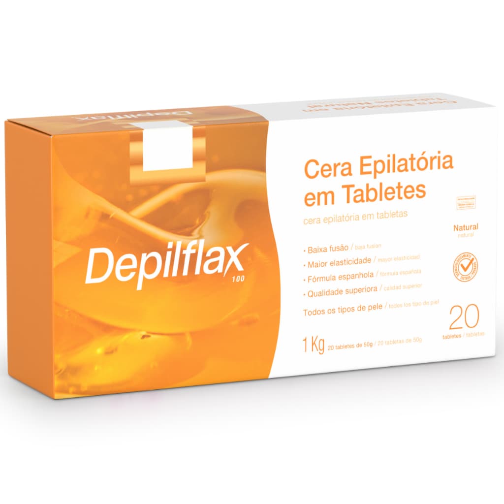 Cera Quente Depilatória Natural Fórmula Espanhola Depilflax 20 Tabletes 1Kg