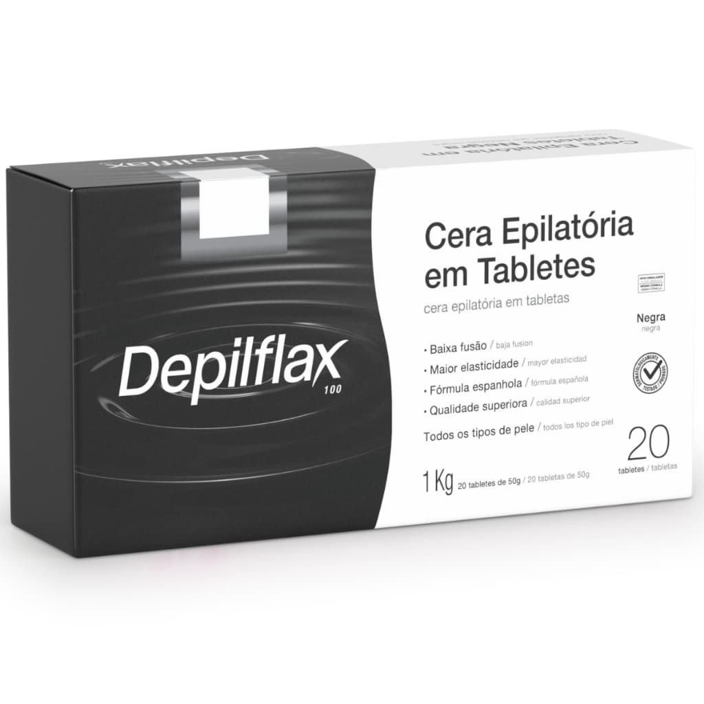 Cera Quente Depilatória Negra Fórmula Espanhola Depilflax 20 Tabletes 1Kg