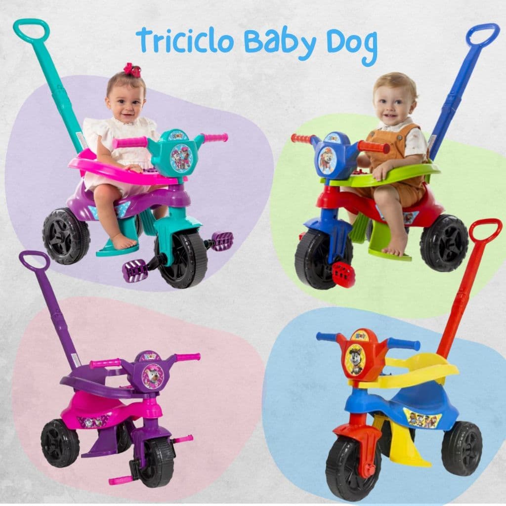 Triciclo Motoka Totoka Brinquedo infantil Criança com Empurrador Menino Menina Duas em uma para Passeio Brincar