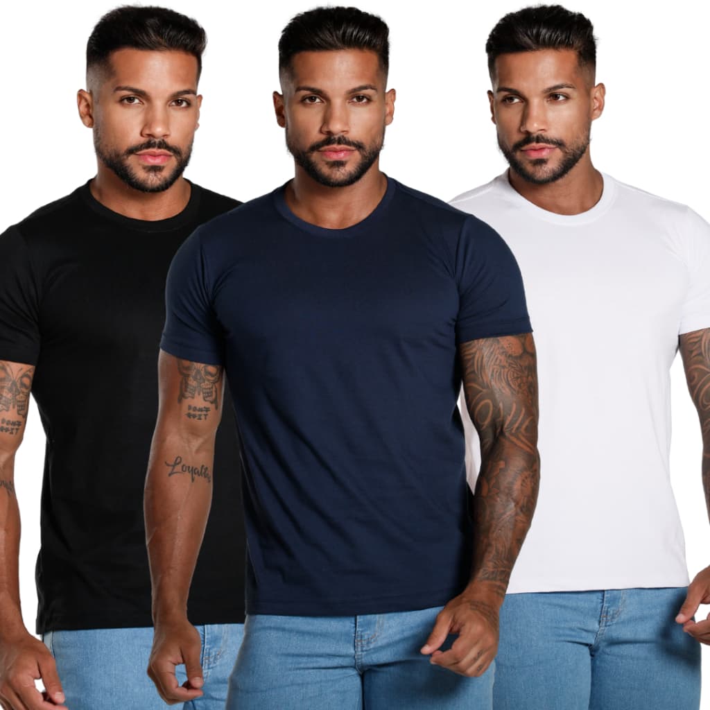 Camiseta Masculina Básica 100% Algodão Premium
