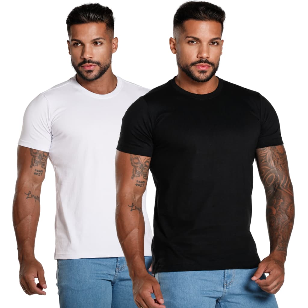 Kit 2 Camisetas Masculina Básica Comfort 100% Algodão Premium
