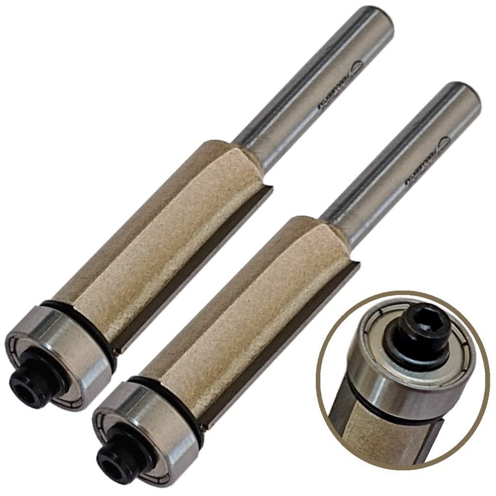 2 Fresas tupia 2 laminas cortadores videa 30mm haste 6mm rolamento 1/2" para madeira