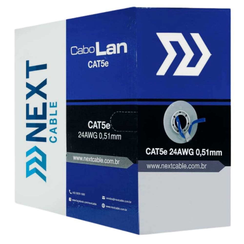 Cabo de Rede CAT5E U/UTP 4 Pares 305m Azul 100% Cobre