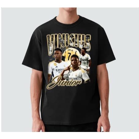 Camiseta Masculina Jogador Vinicius Junior Artista Rosto 100% Algodão camisa streetwear