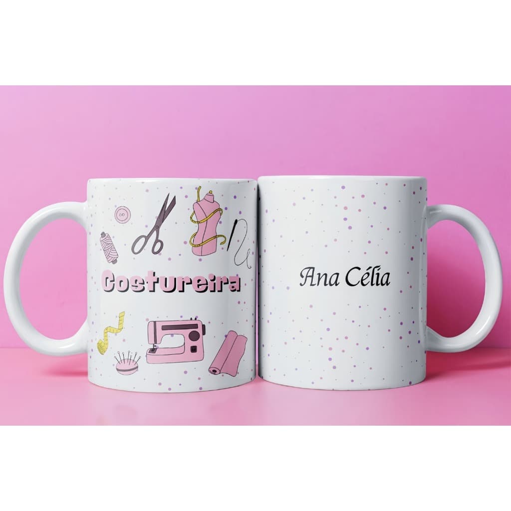 Caneca personalizada costureira máquina de costura/ Estilista/ Alfaiate com nomes