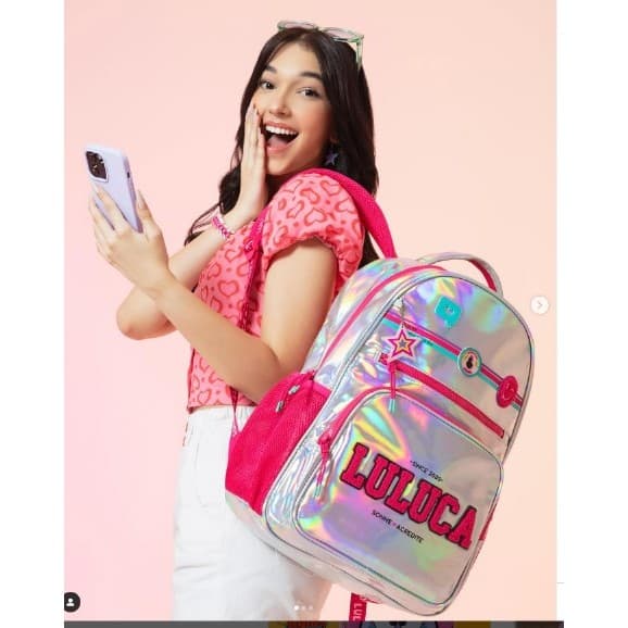 Mochila de Costas Luluca - Estojo Luluca - Lancheira Luluca Holográfica Original Clio Style - Não é Kit.