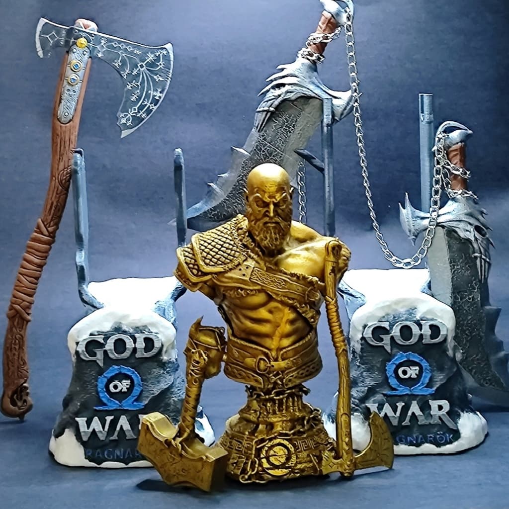 Kit 2 suportes 1 Kratos God Of War Ragnarok PS5 PS4 Xbox One