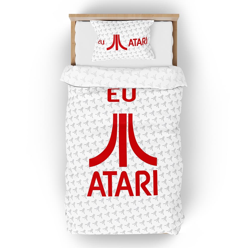 Jogo de Cama SOLTEIRO Gamer Fanboy - EU JOGO ATARI Branco