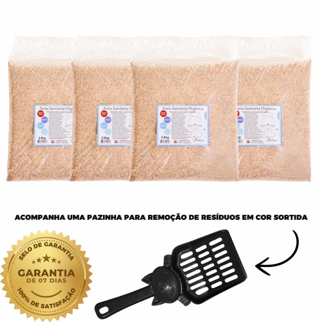 Areia Higienica Sanitaria 10,8 KG Com Pazinha Biodegradavel de Mandioca Para Gatos