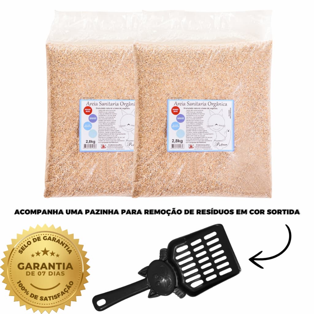 Areia Higienica Sanitaria 5.4Kg Com Pazinha Biodegradavel de Mandioca Para Gatos