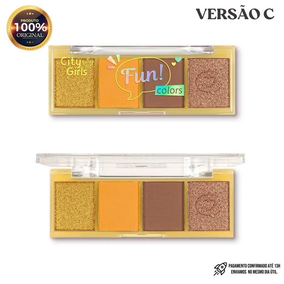Paleta de Sombras Fun Colors da City Girls Quarteto Versão C