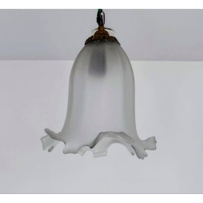 Lustre Pendente Cúpula Âmbar em Babado Tom Azul