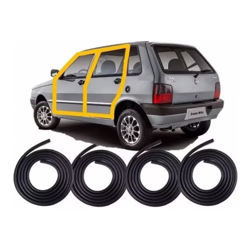 Kit Borrachas De Vedação Das 4 Portas Fiat Uno Premio Elba