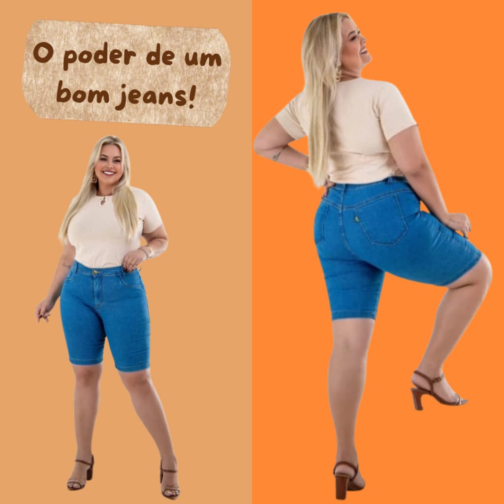 Bermuda Jeans Ciclista Feminino Bermuda Com Elastano Jeans Premium Da moda.