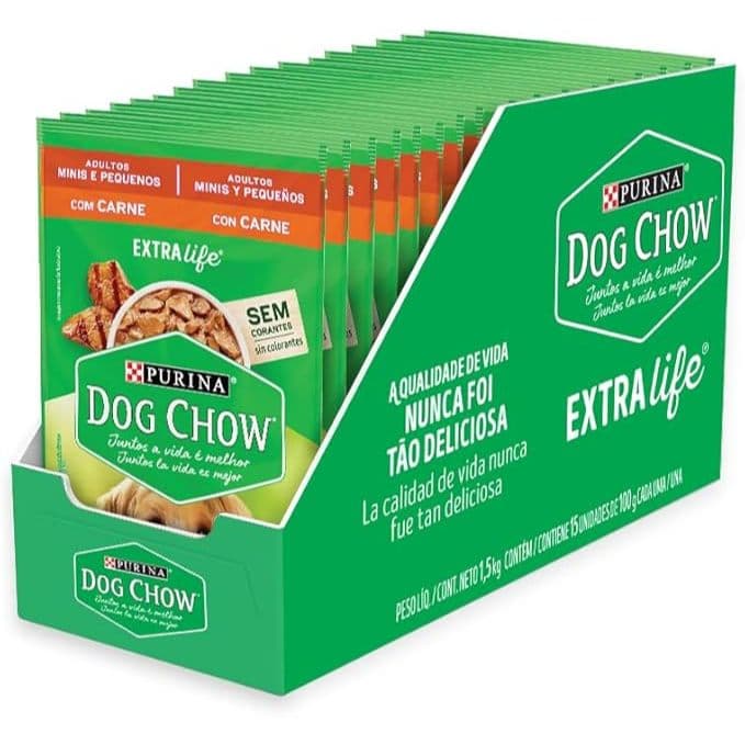 Sache Dog Chow Carne - Com 15 Unidades