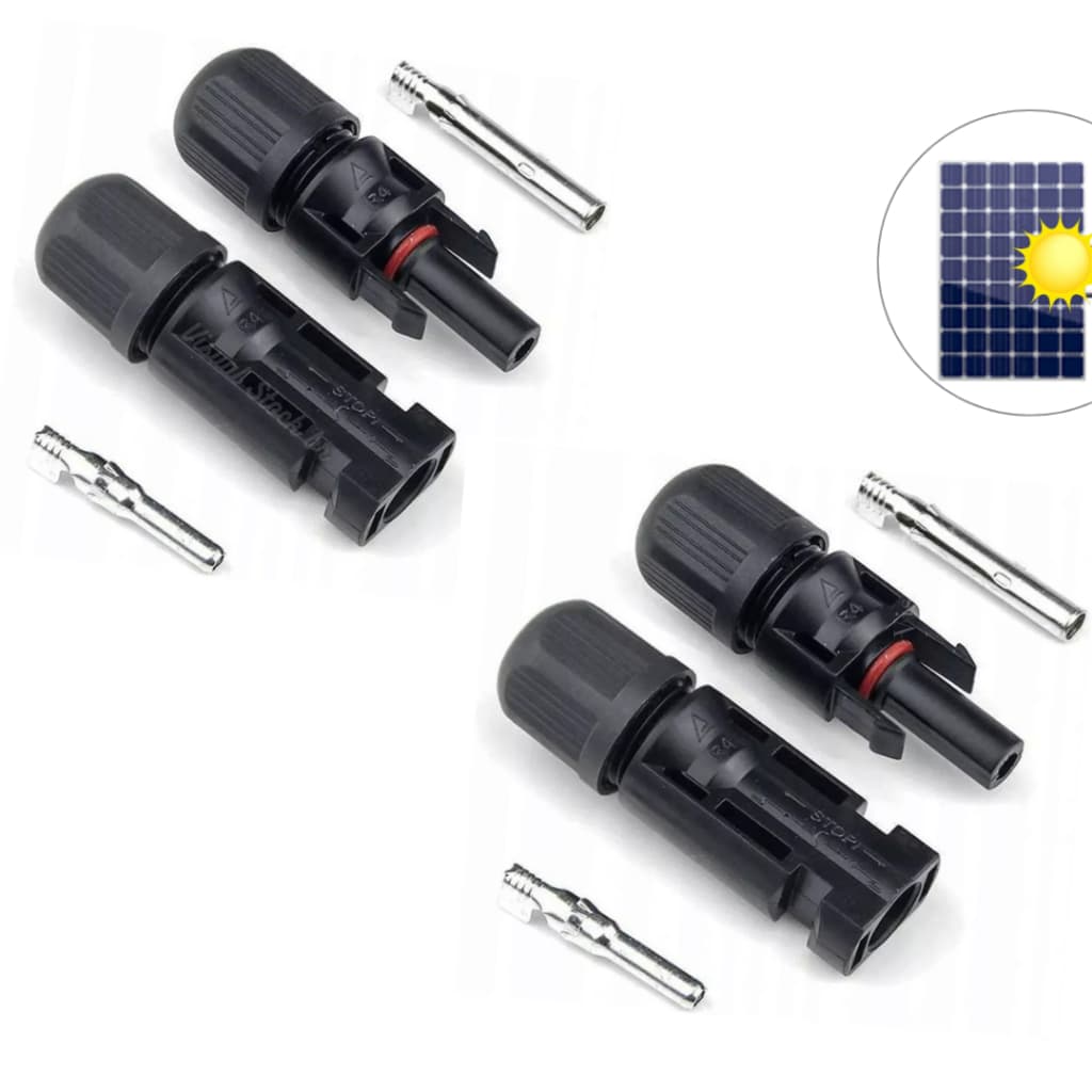 2 Pares de Conector Mc4 Energia Solar  Par plug com conectores Machos E conectores Fêmeas