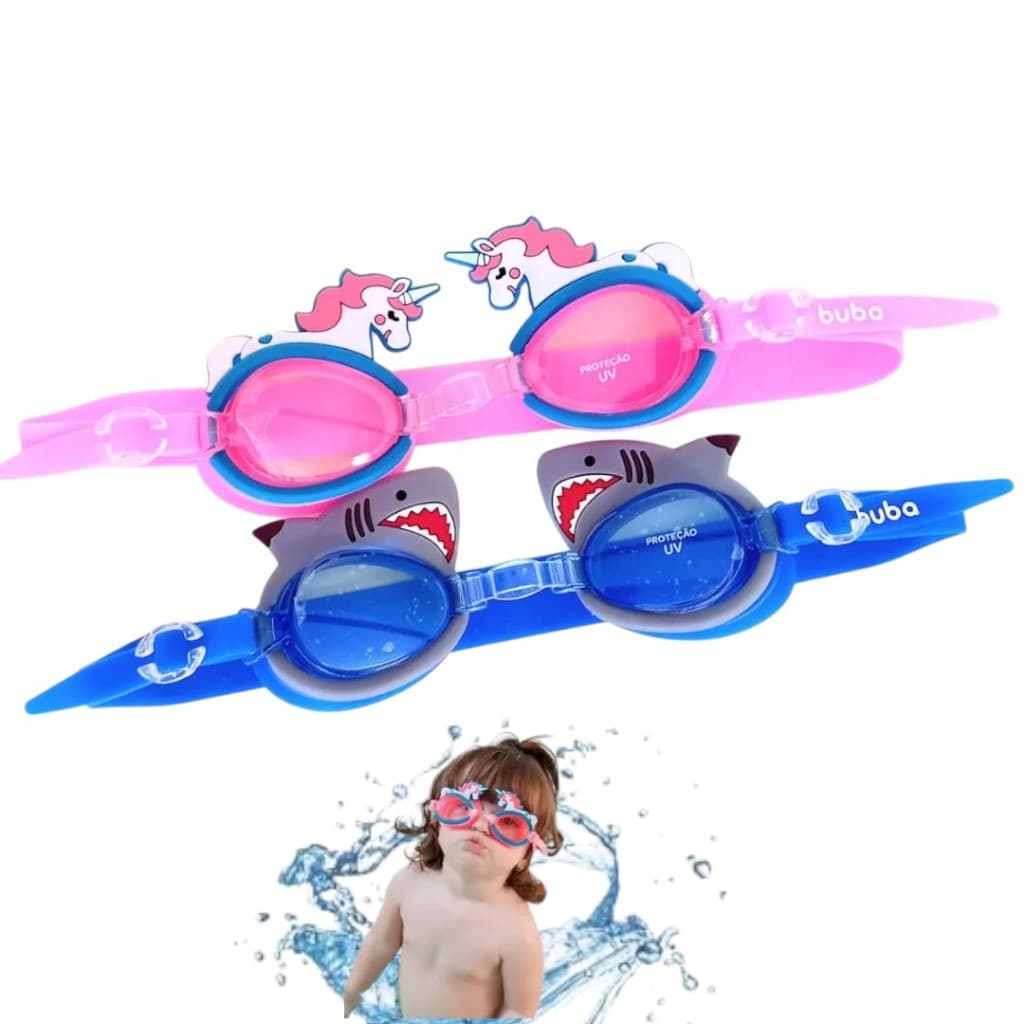 Óculos de Natação Infantil com proteção UV e Antiembaçante + Protetor Auricular - Buba