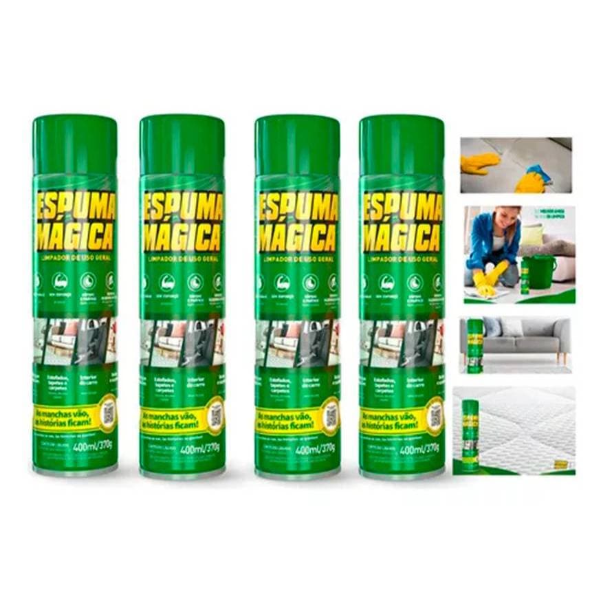4 LIMPADOR SOFA ESPUMA MAGICA SPRAY LIMPA A SECO
