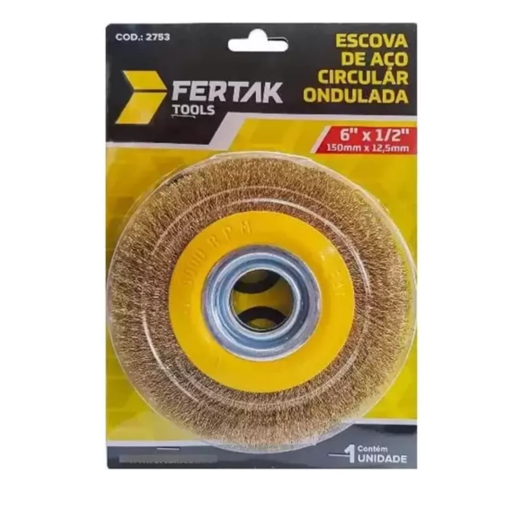 Escova Circular Aço Ondulada 6x1/2 Fertak P/ Moto Esmeril