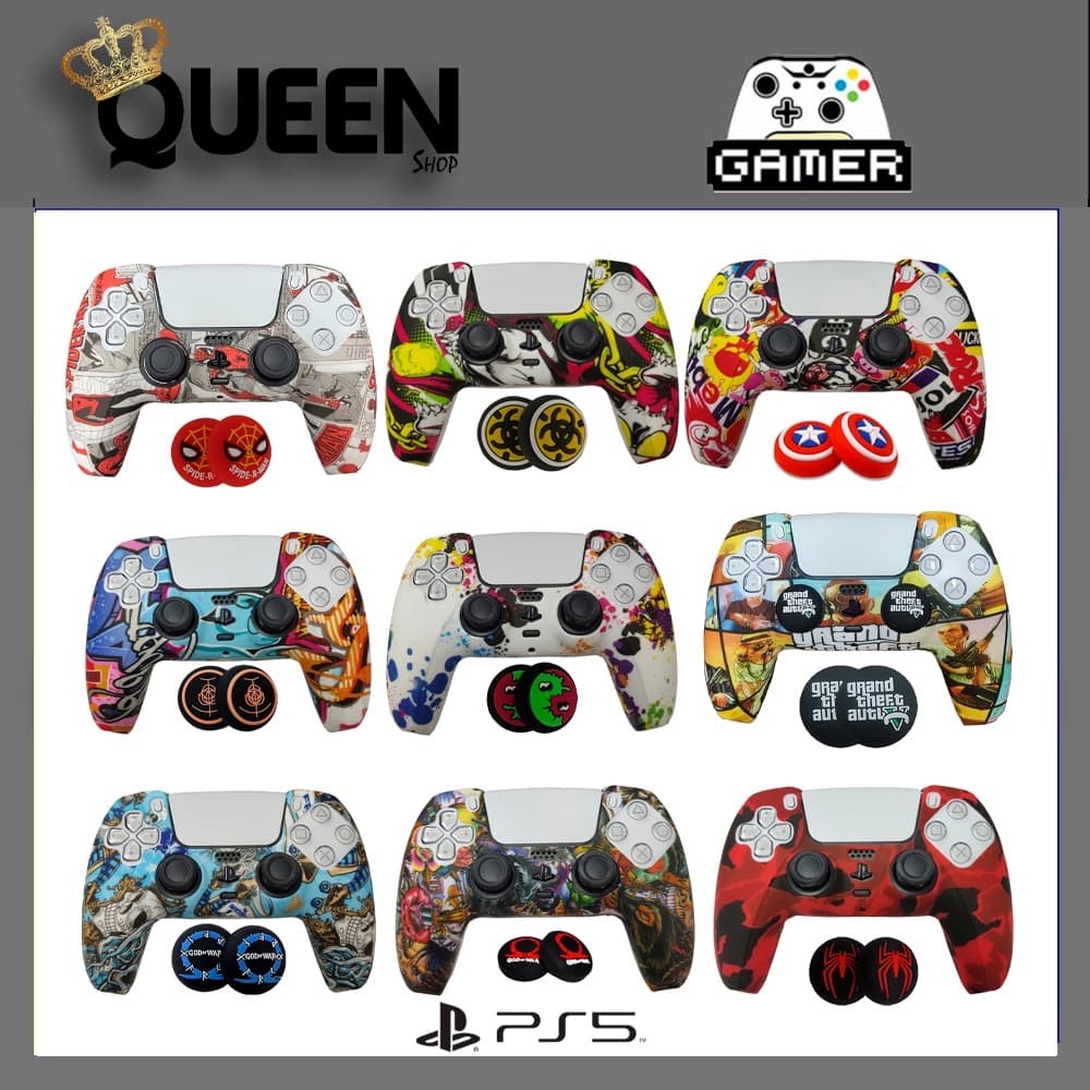 Capa Case Ps5 de Silicone Personalizada COM PAR DE GRIP Controle Proteção Dualsense Ps5