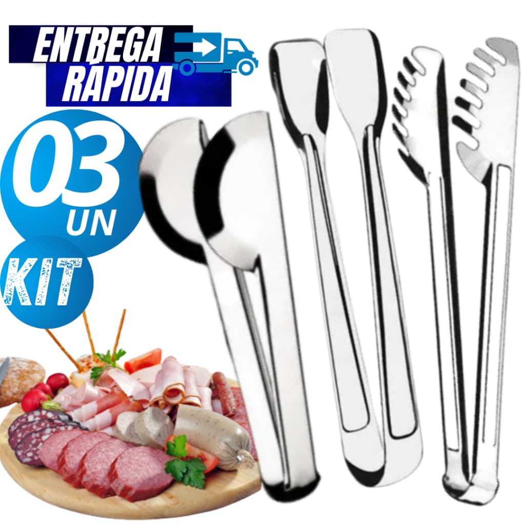 Jogo 03/02  Pegador de Frios Pegador de Churrasco Gelo Macarrão Massa Pegador Universal em Aço Inox Variáveis Utilidades