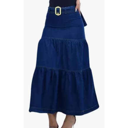 Saia Jeans Evangelica Tres Marias com Cinto até do 38 ao 54 Duas Cores