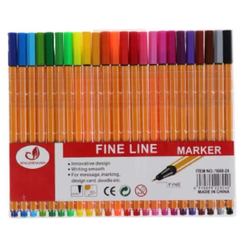 kit 6/12/18/24/36/48 Canetas Coloridas Fine Line Ponta Fina 0.4 mm 1ª Linha