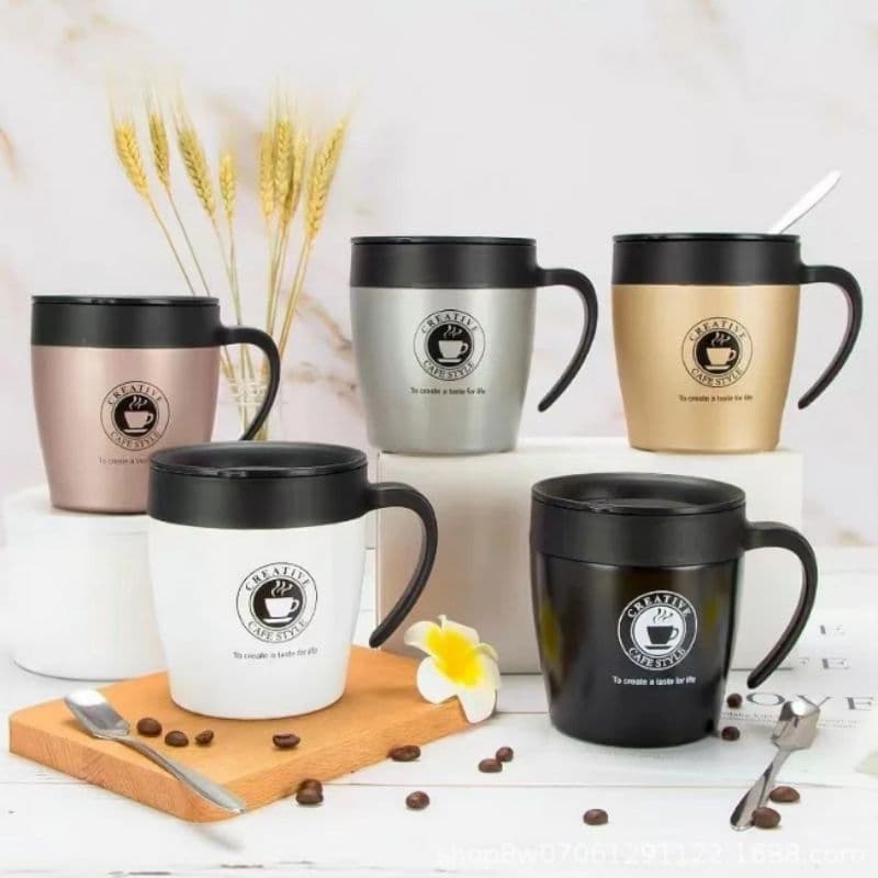Caneca Copo Térmico Para Café Chá Mantém Temperatura Com Alça Bebidas quente fria Aço Inoxidável 300