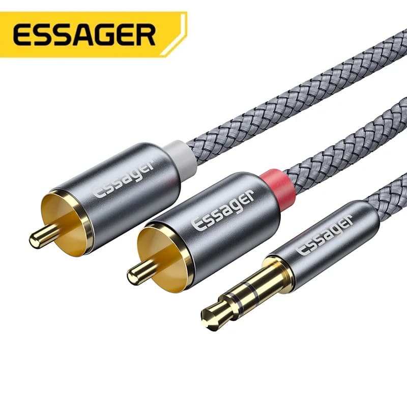 Essager Cabo Auxiliar P2 X 2 Rca Stereo Blindado 2 Metros