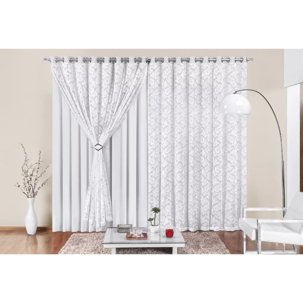 Cortina De Sala, Quarto Renda Yasmin 4,00x2,80 Varao Simples