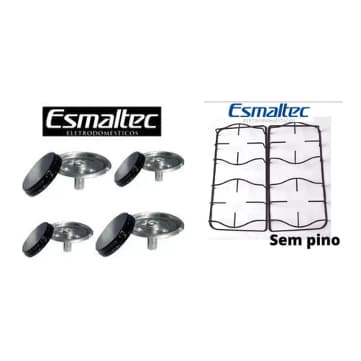2 Grelhas Grade P/ Fogao Esmaltec Agata Sem Pino + 2 espalhadores 2g e 2 peq + queimadores 2gde 2peq