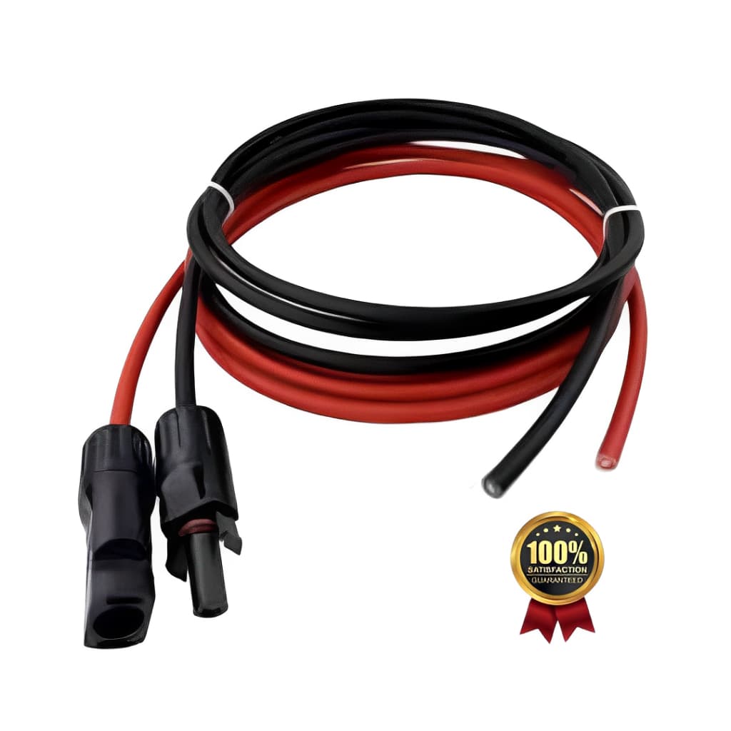 Cabo Fotovoltaico 4mm Solar 2metros Preto + 2 metros Vermelho e 1 par Mc4 climpados no cabo