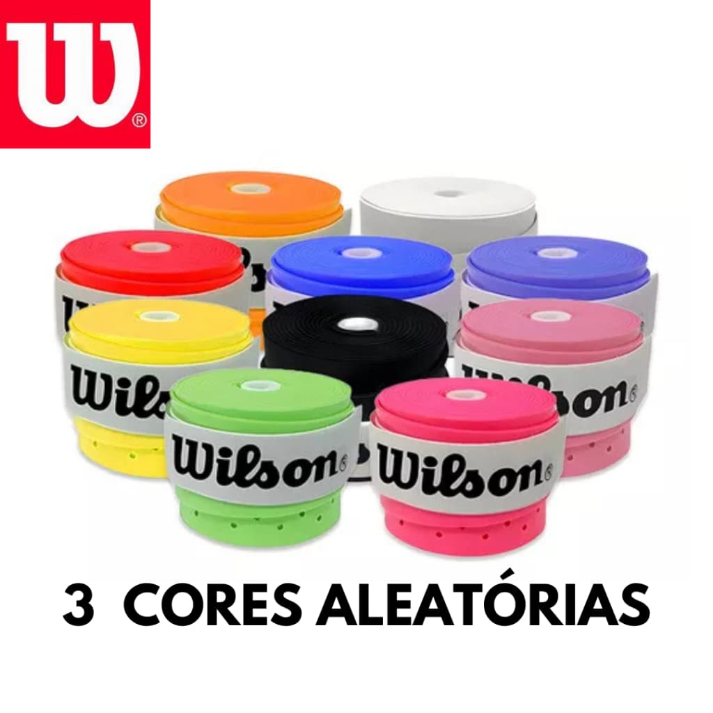 Kit 3 Overgrip Wilson Perfurado Cores Aleatórias - Grip Para Raquete Tennis, Beach Tênis, Padel