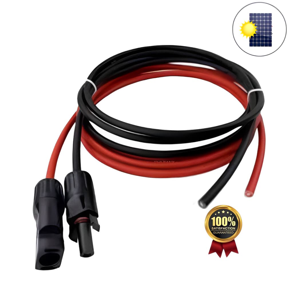 Cabo para Painel Solar 6mm com 2 metros Preto  2 metros Vermelho  e 1 Par Mc4 climpados