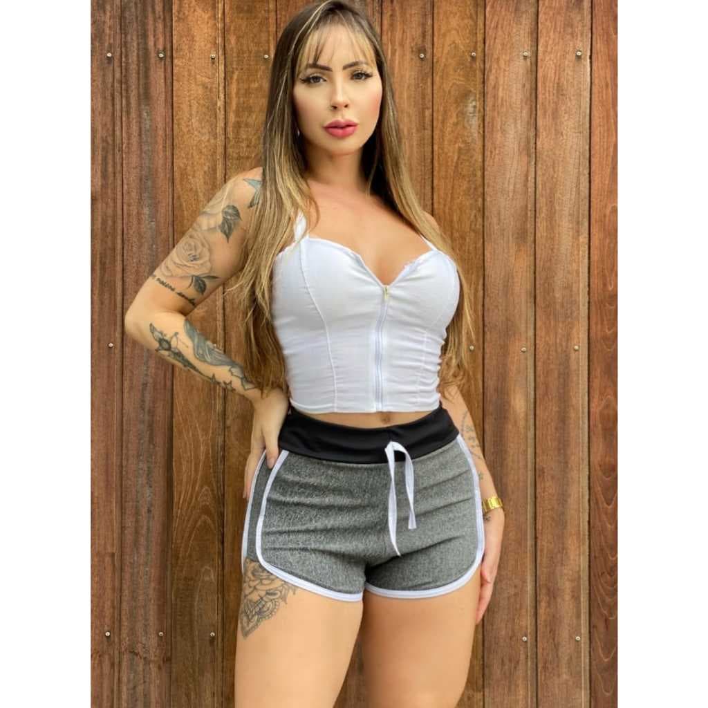 Shorts Feminino Canelado Lateral Confortável Estiloso Bermudinha
