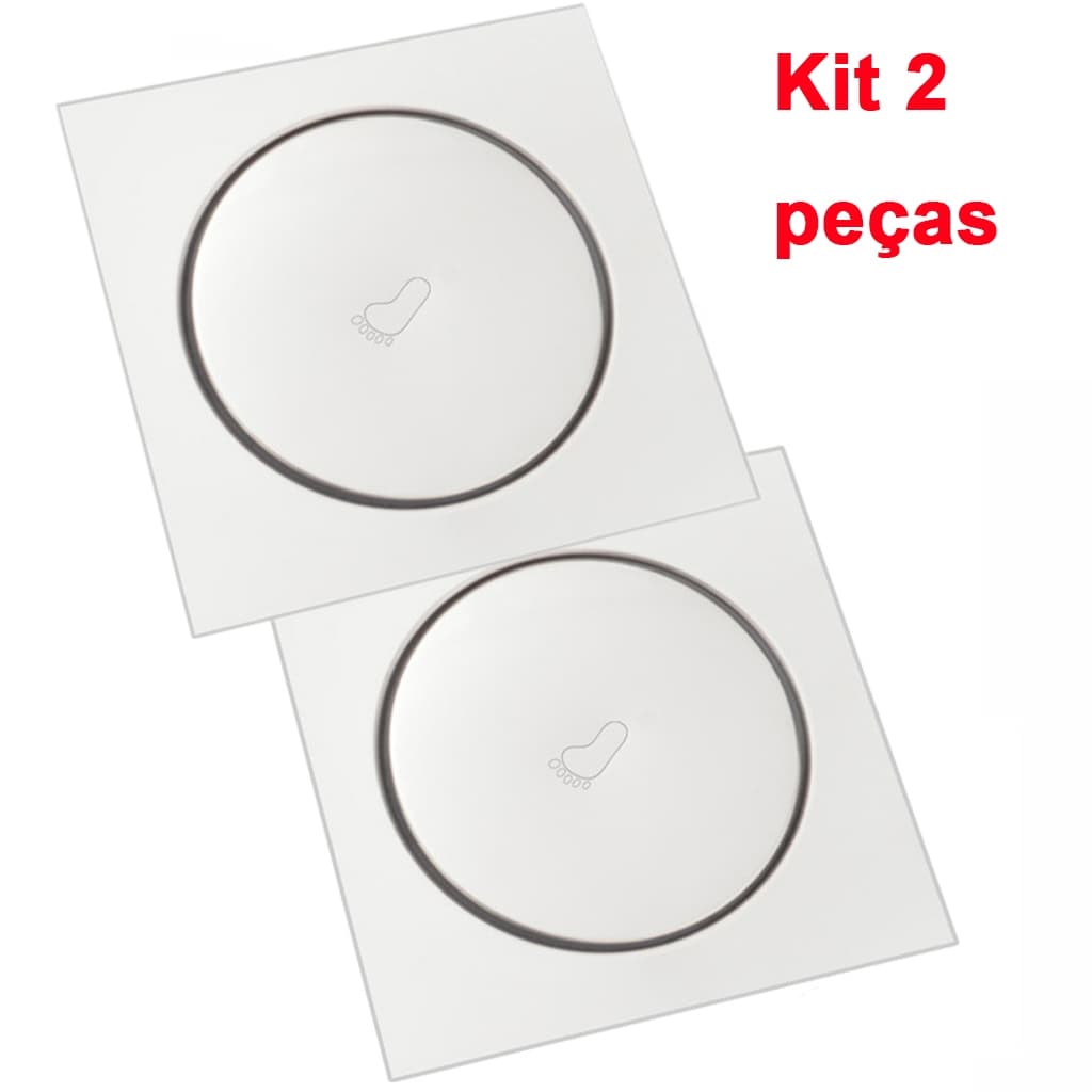 Ralo Click Inteligente 10x10cm Inox Piso Banheiro Quadrado Redondo