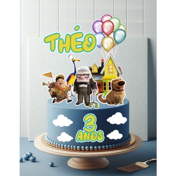 Topo topper de bolo UP ALTAS AVENTURAS personalizado com nome e idade