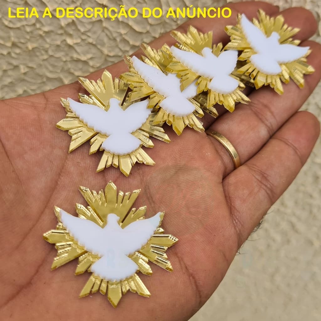 Kit 100 Apliques em Acrílico Divino Espírito Santo de 4cm