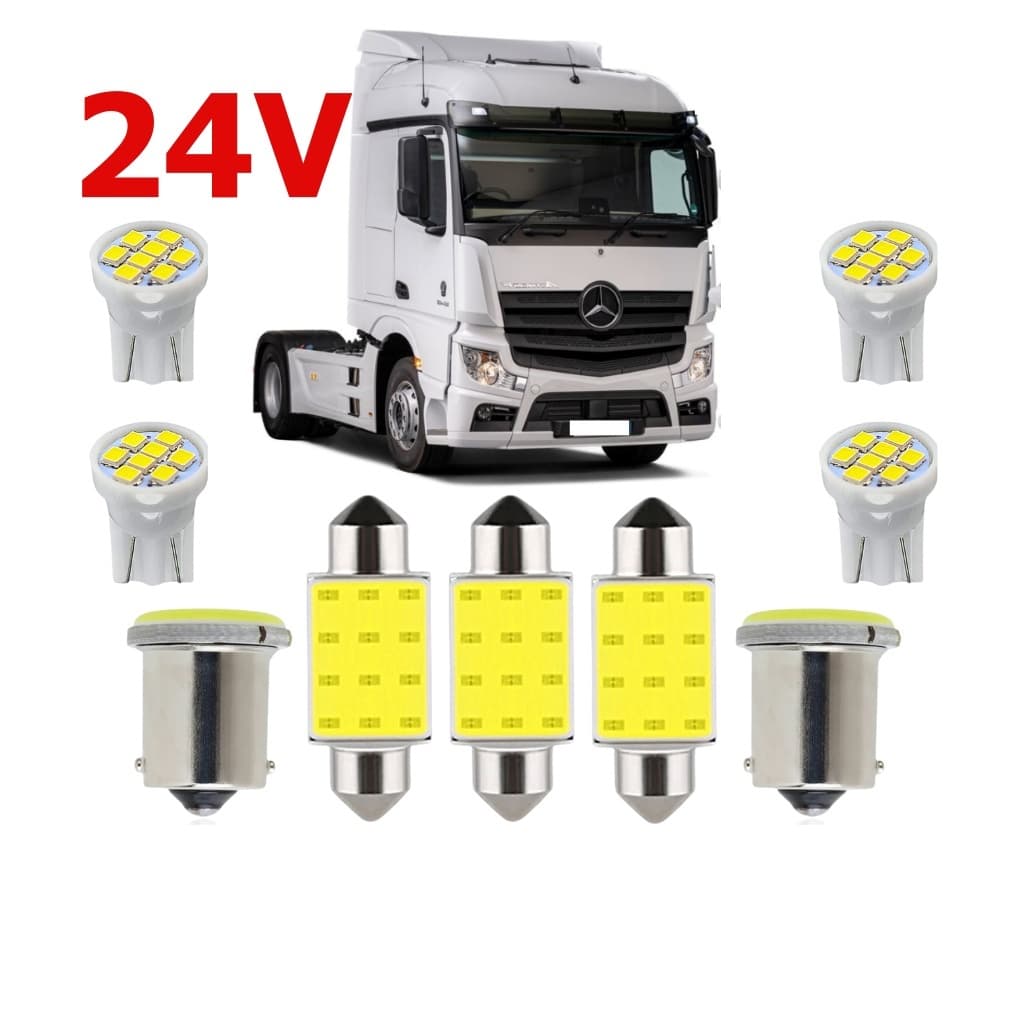 Lampada led 24v 1 polo 22 leds Torpedo COB T10 8 leds T5 e B8.5 24v