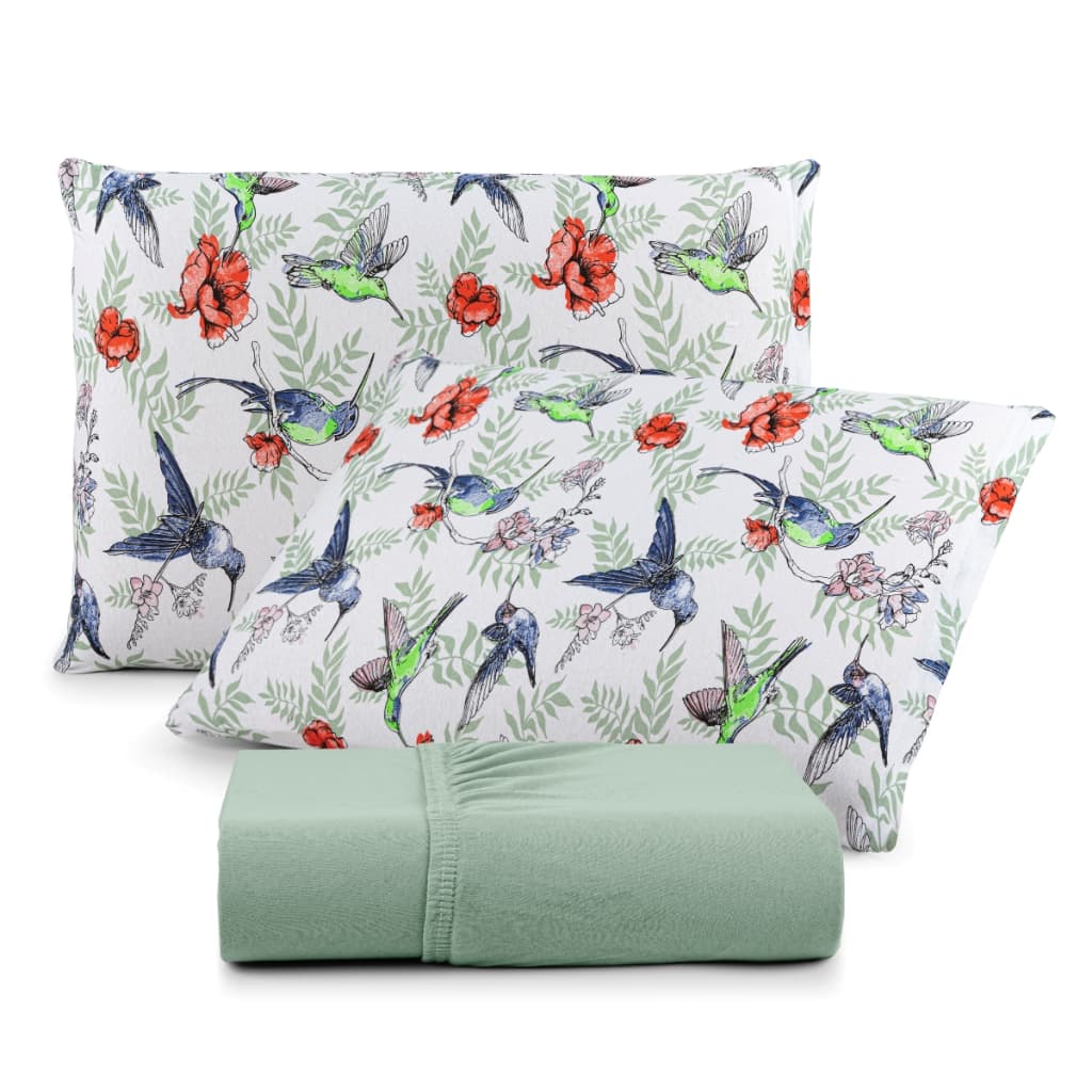 Lençol Queen 3 Peças Malha 100% Algodão Estampado Confort Cama Box e Normal