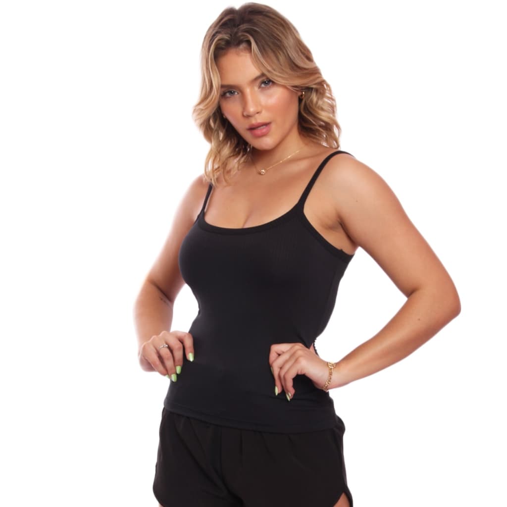 Regata De Alcinha Canelado Lisa Básica Feminina