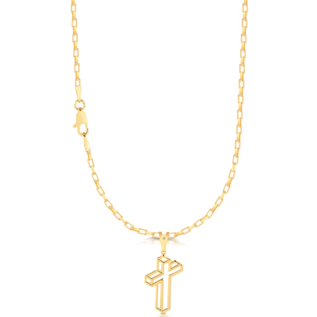 Kit Luxuoso Corrente Elo Veneziana + Pingente Perspectiva 3D Banhado a Ouro 18k